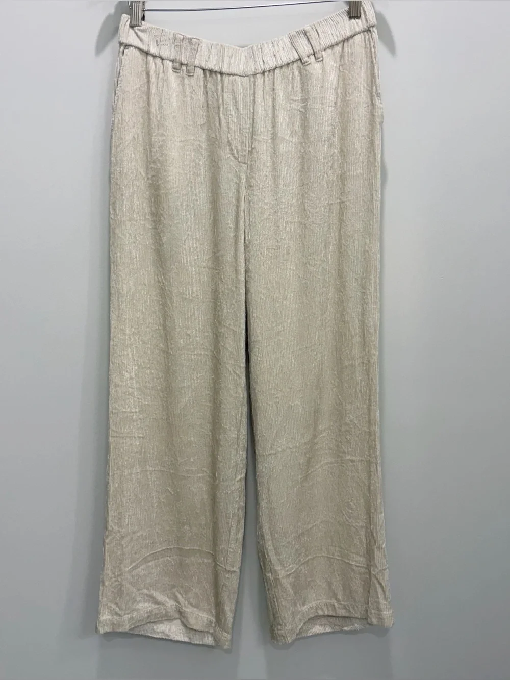 J. Jill Cream Viscose Corduroy Wide Leg Pants S Coastal Grandma Lagenlook Artsy